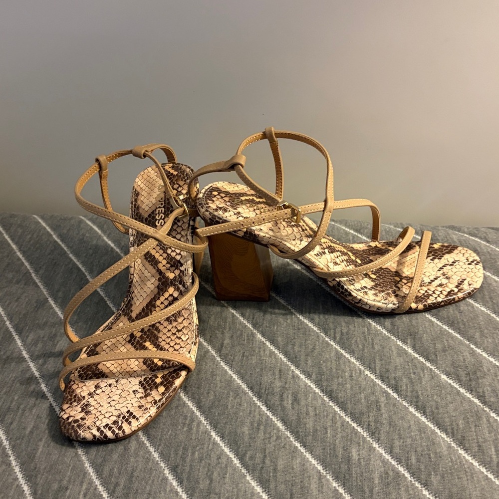 Express Snakeskin Strappy Heels